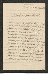 Nachlass Franz Steindachner, Brief von Ferdinand Krauss an Franz Steindachner (28.04.1878), Inv.Nr. 278.04, Seite 1